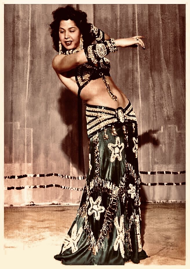 vintage photograph of a woman bellydancer on stage