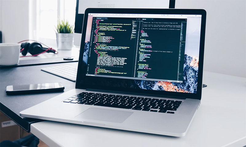  a laptop with code in it