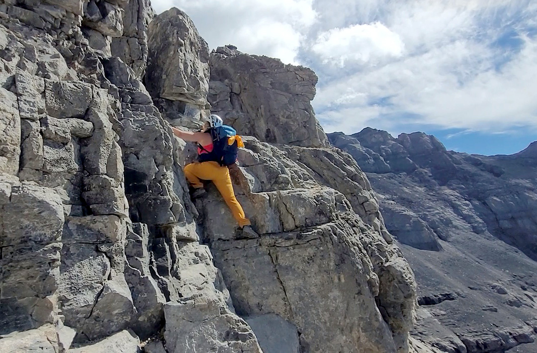 Woman climbing in the Canadian rockies
