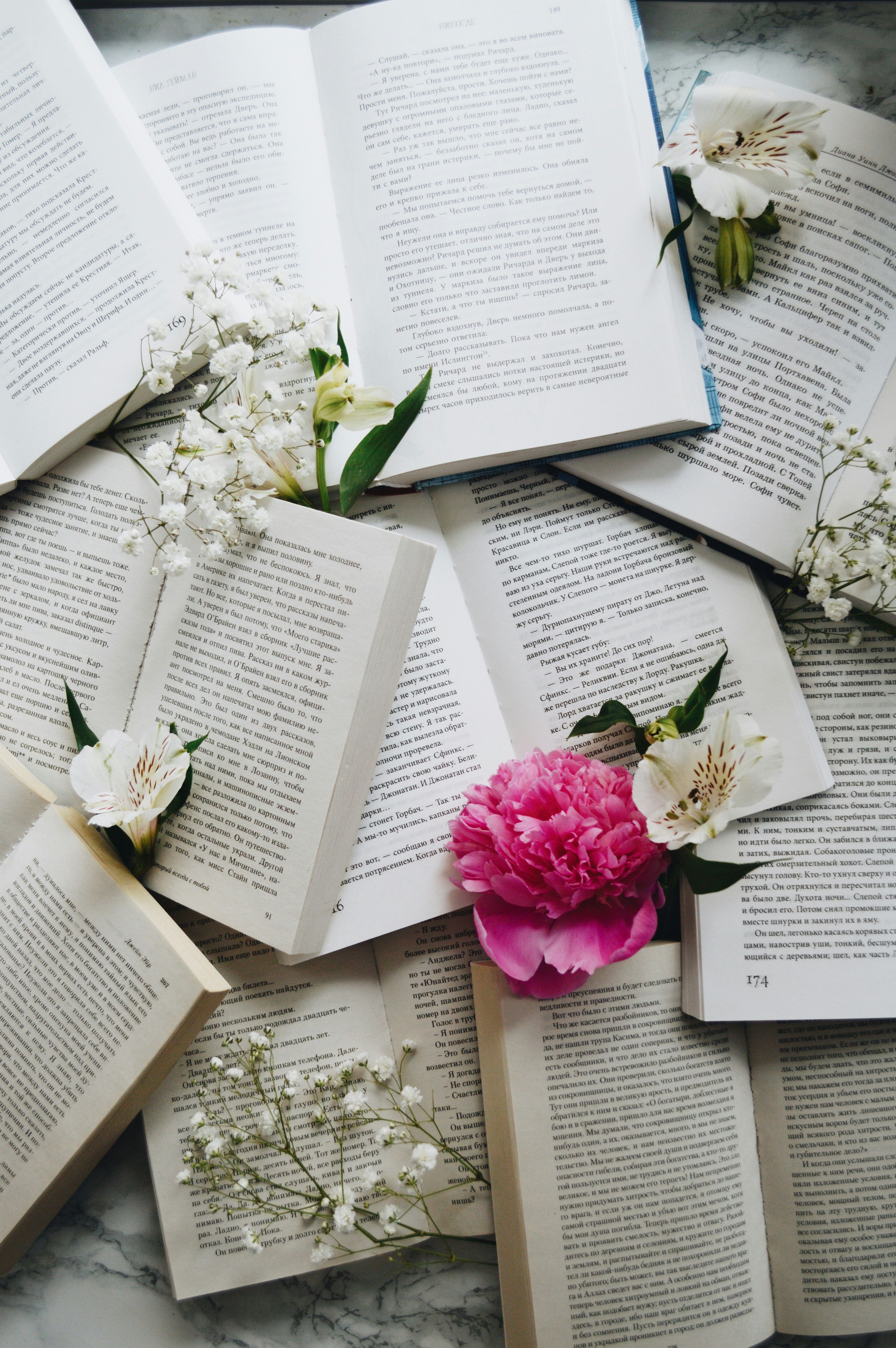 books and flowers
