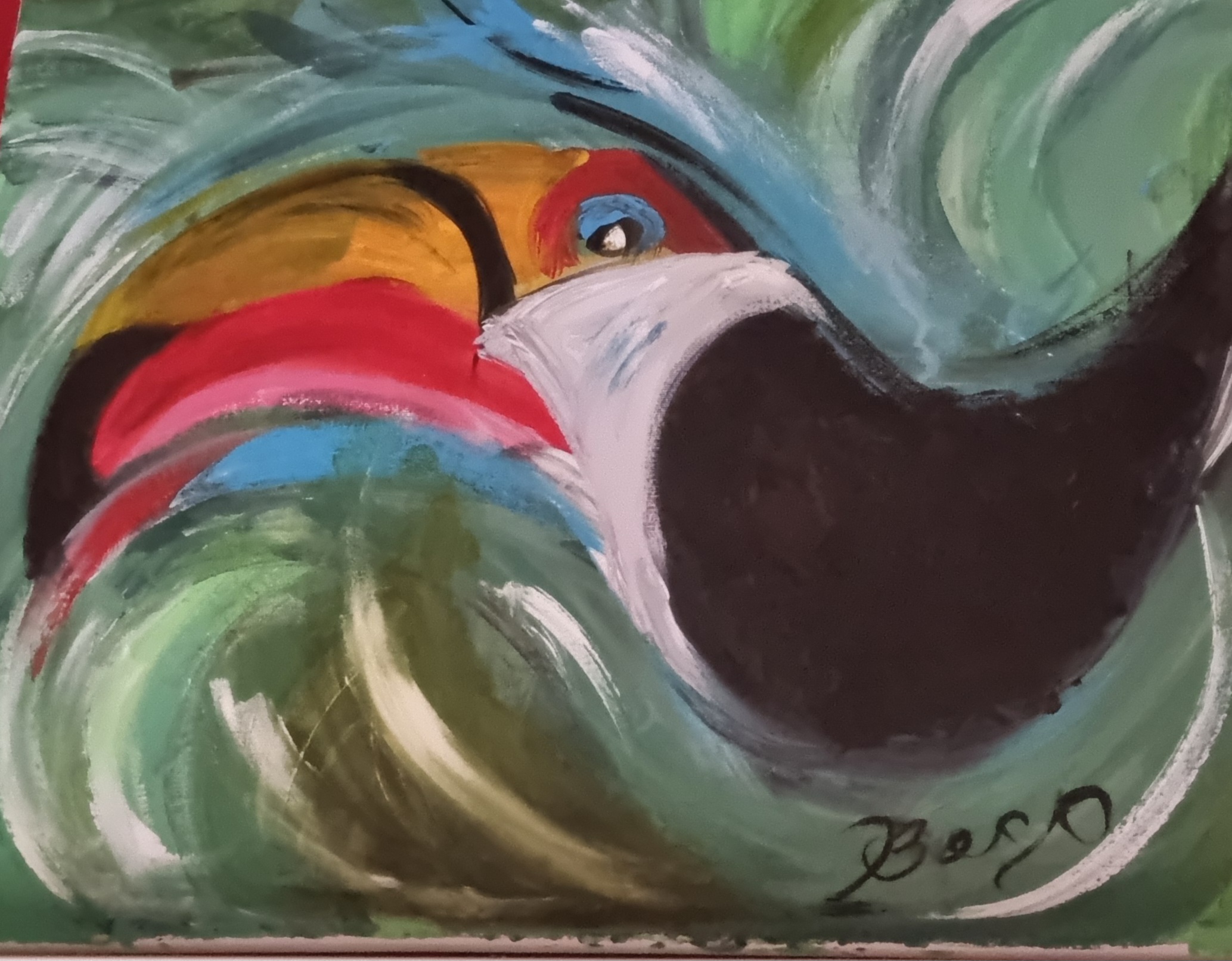 painting of a tucan on acrylic