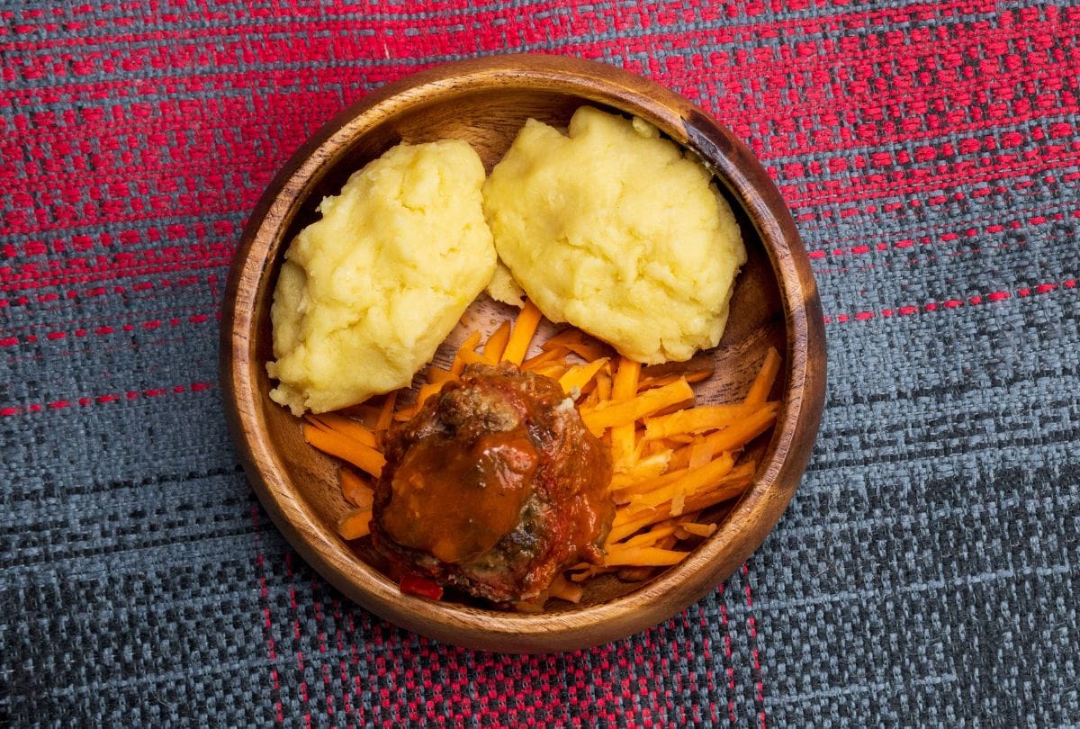 Zambian Nshima with Meat and Sweet Potatoes