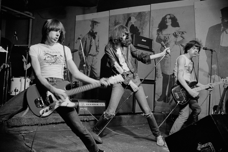 Picture of the band The Ramones playing live.
