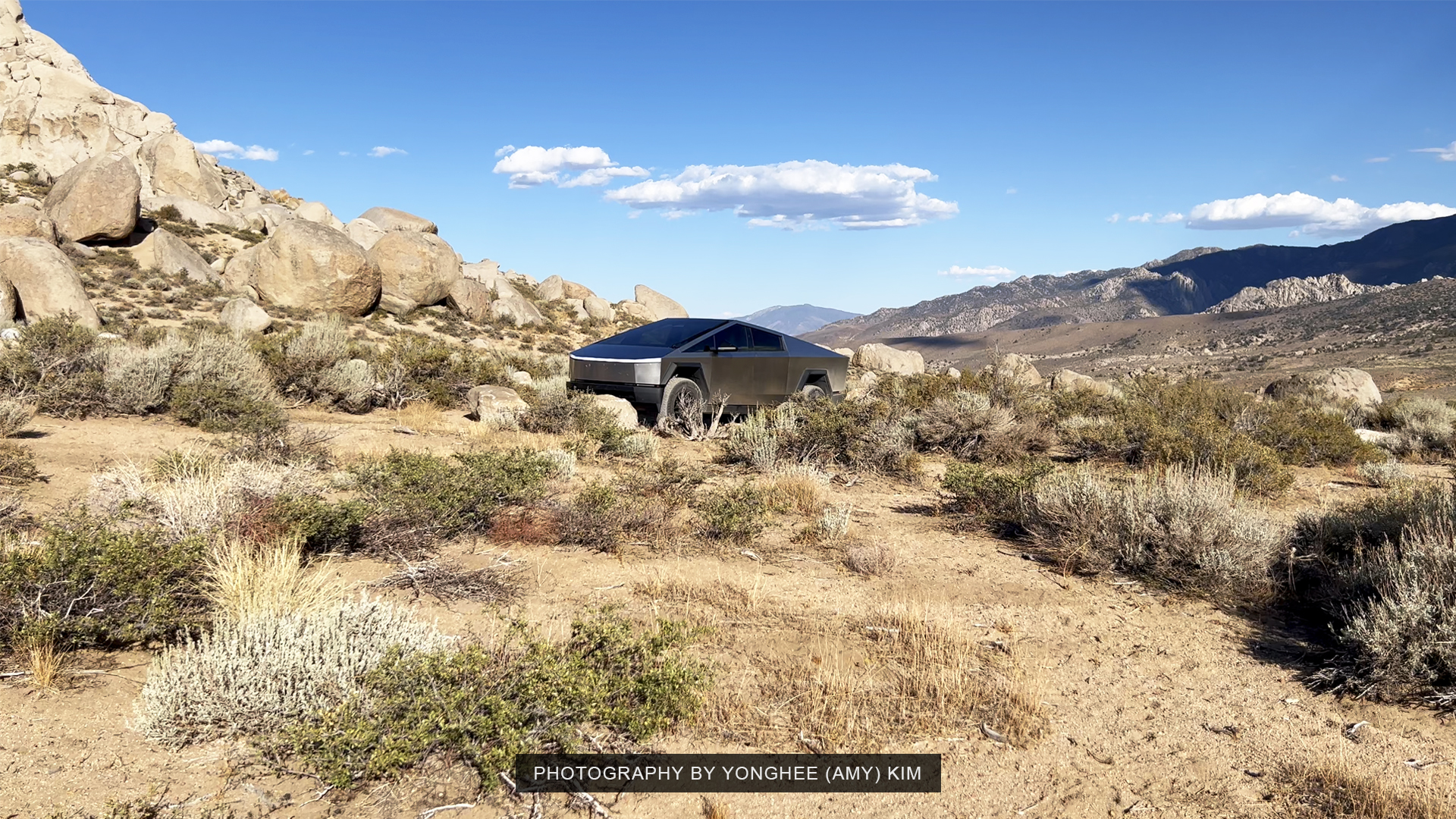 Cybertruck Beast in rockclimbing area