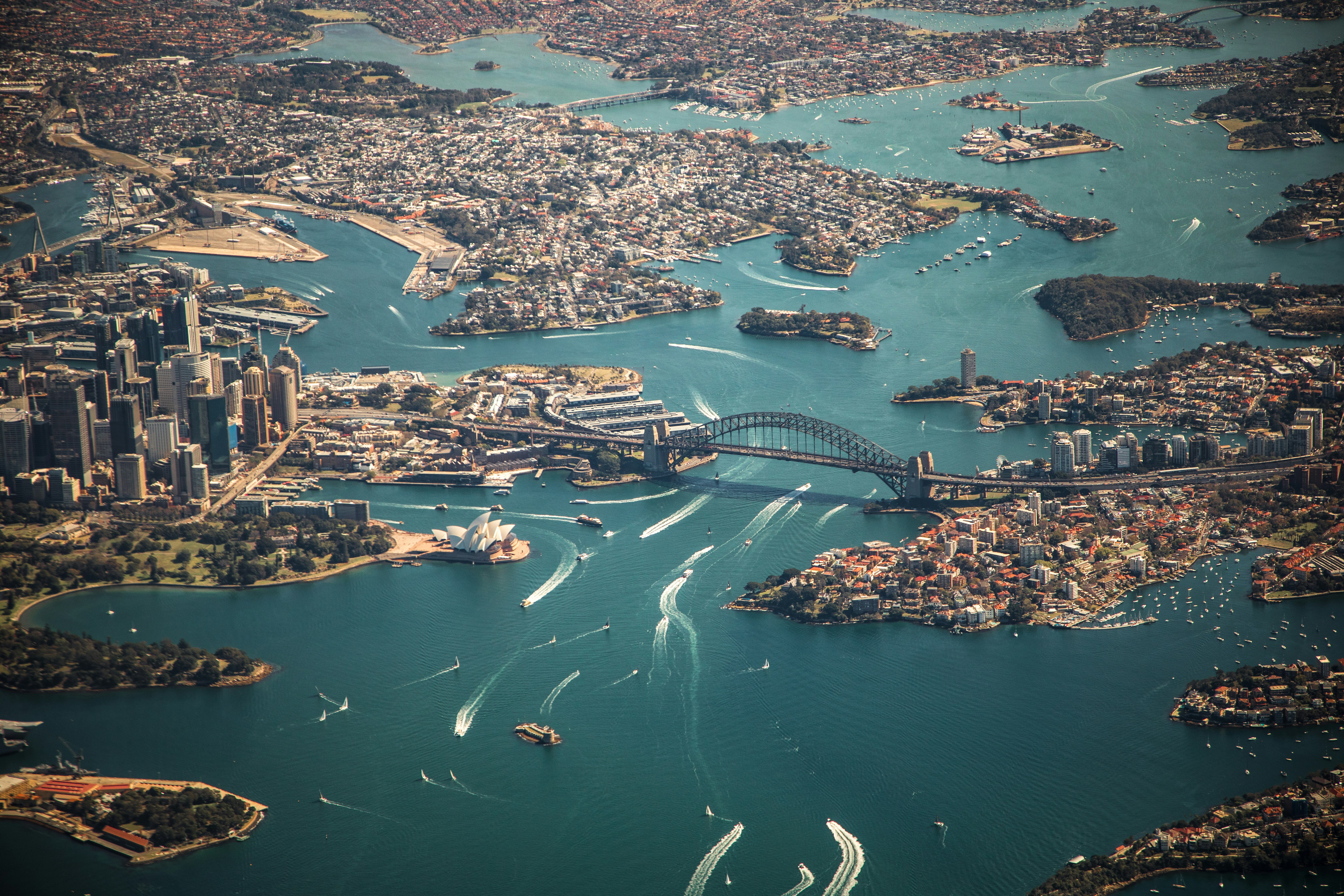 Sydney harbour from above