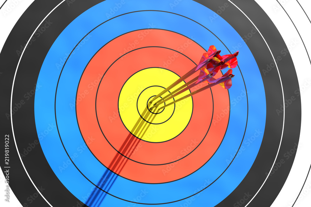Arrows in the center of the archery face