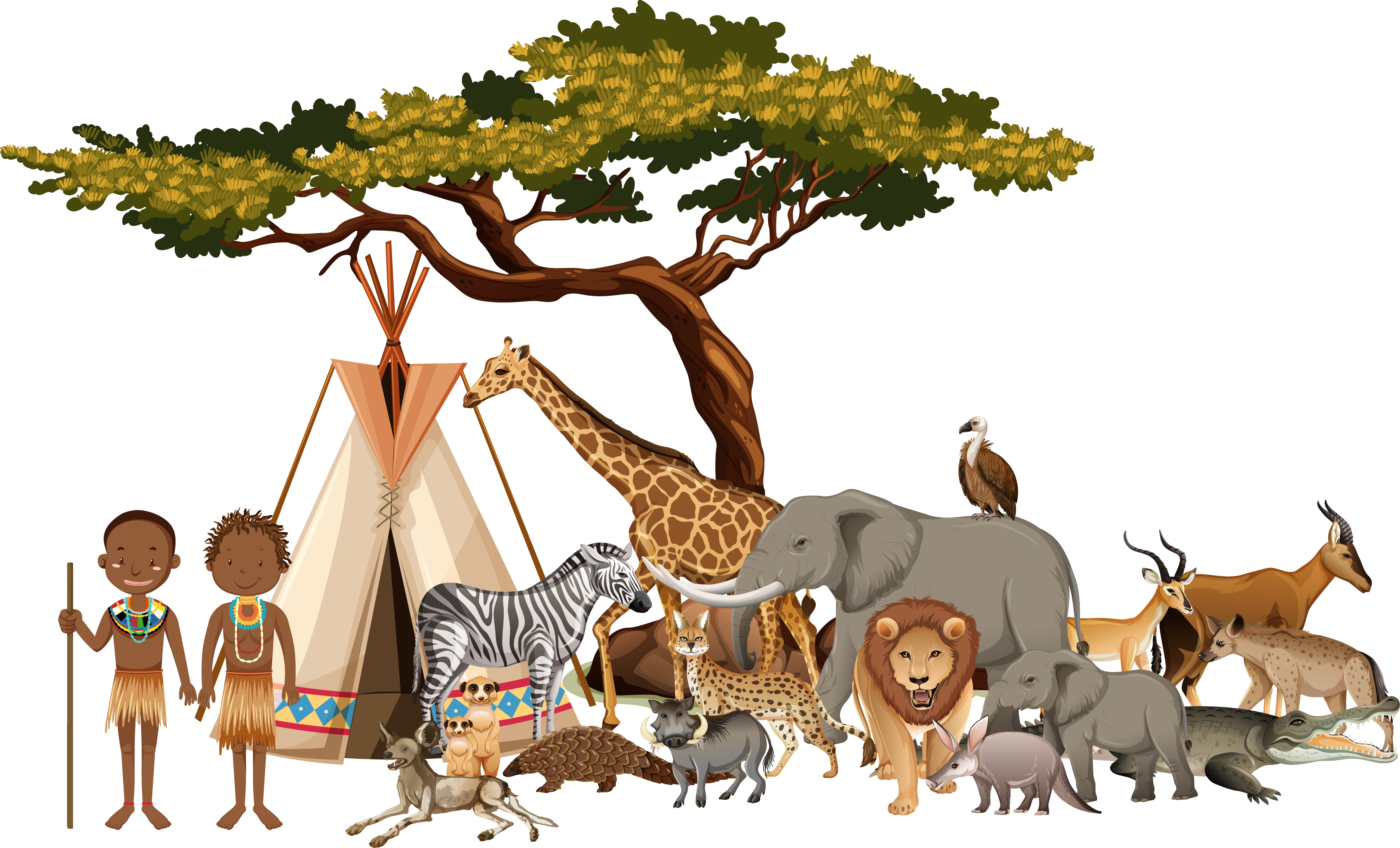 African with animals
