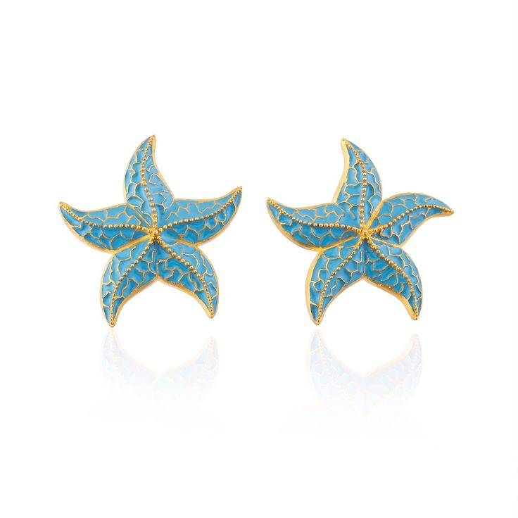 true blue starfish stud earrings