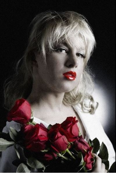 roses red lips black and white makeup