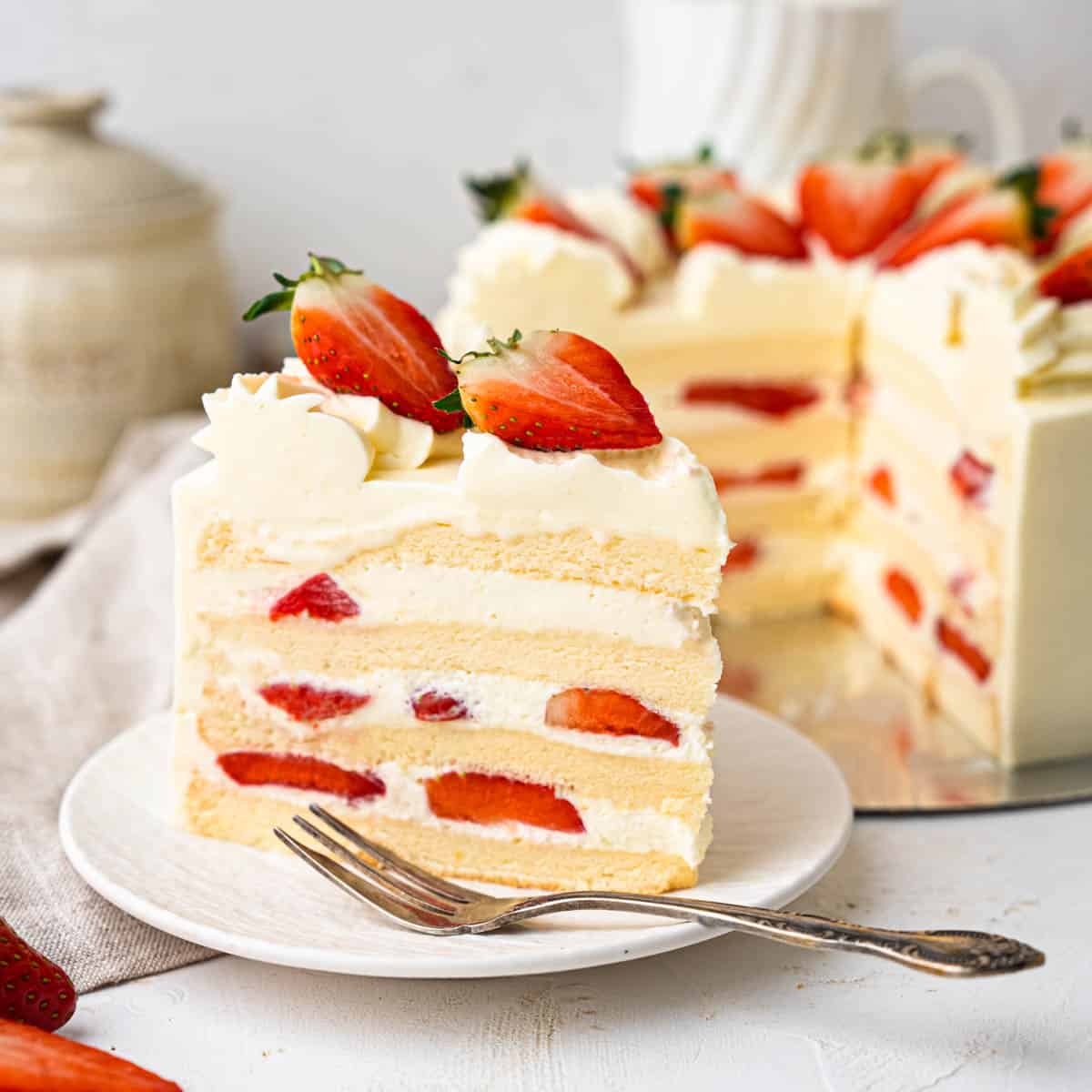 Layered Strawberry Cake Slice