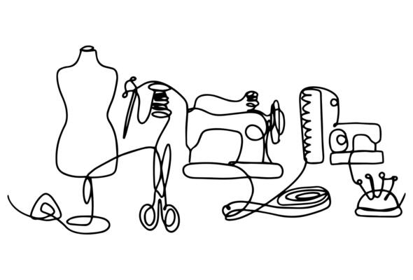 Sewing supplies collage