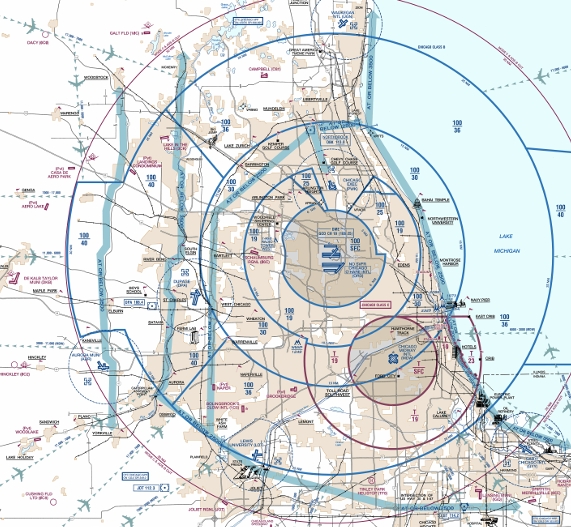 Chicago Class B airspace on the TAC