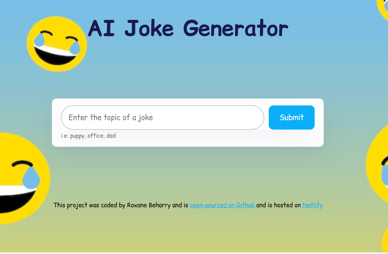 A screenshot of my joke generator