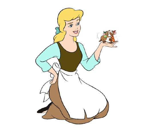 Cinderella holding the mice