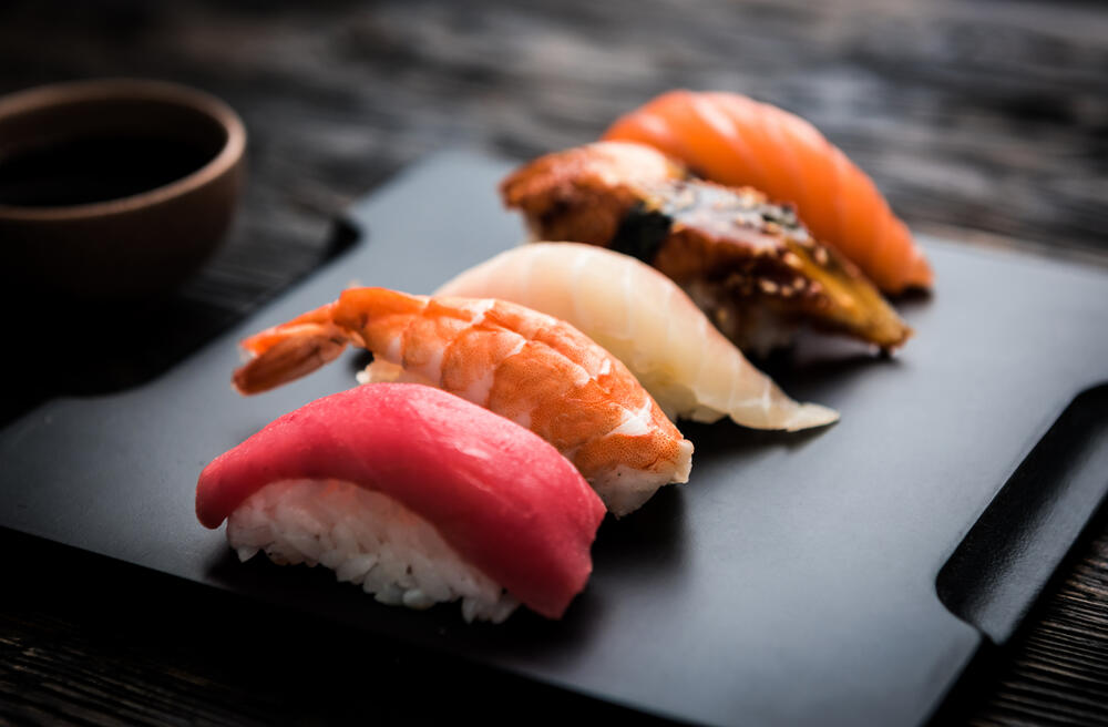 a platter of nigiri