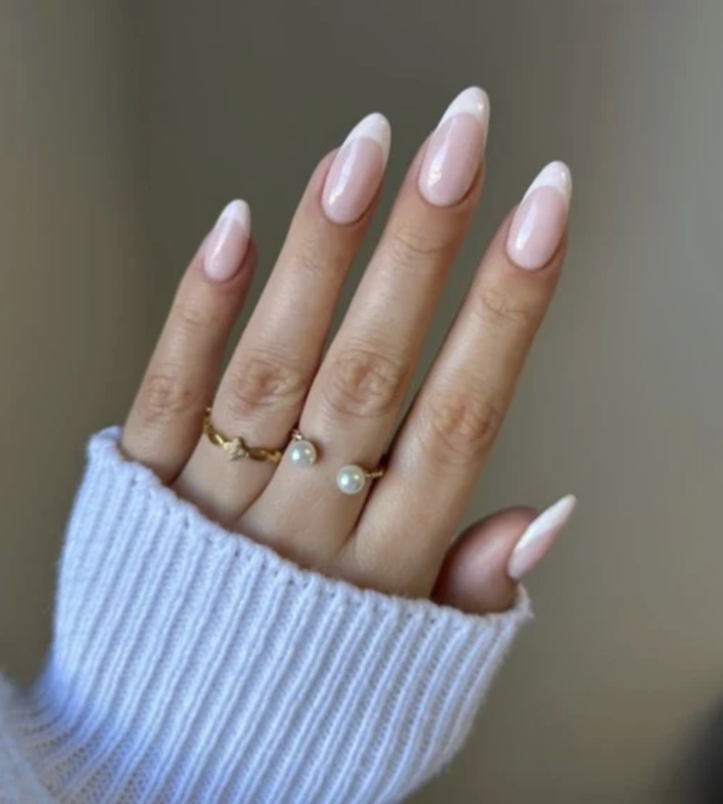 French Manicure on Almond Nails