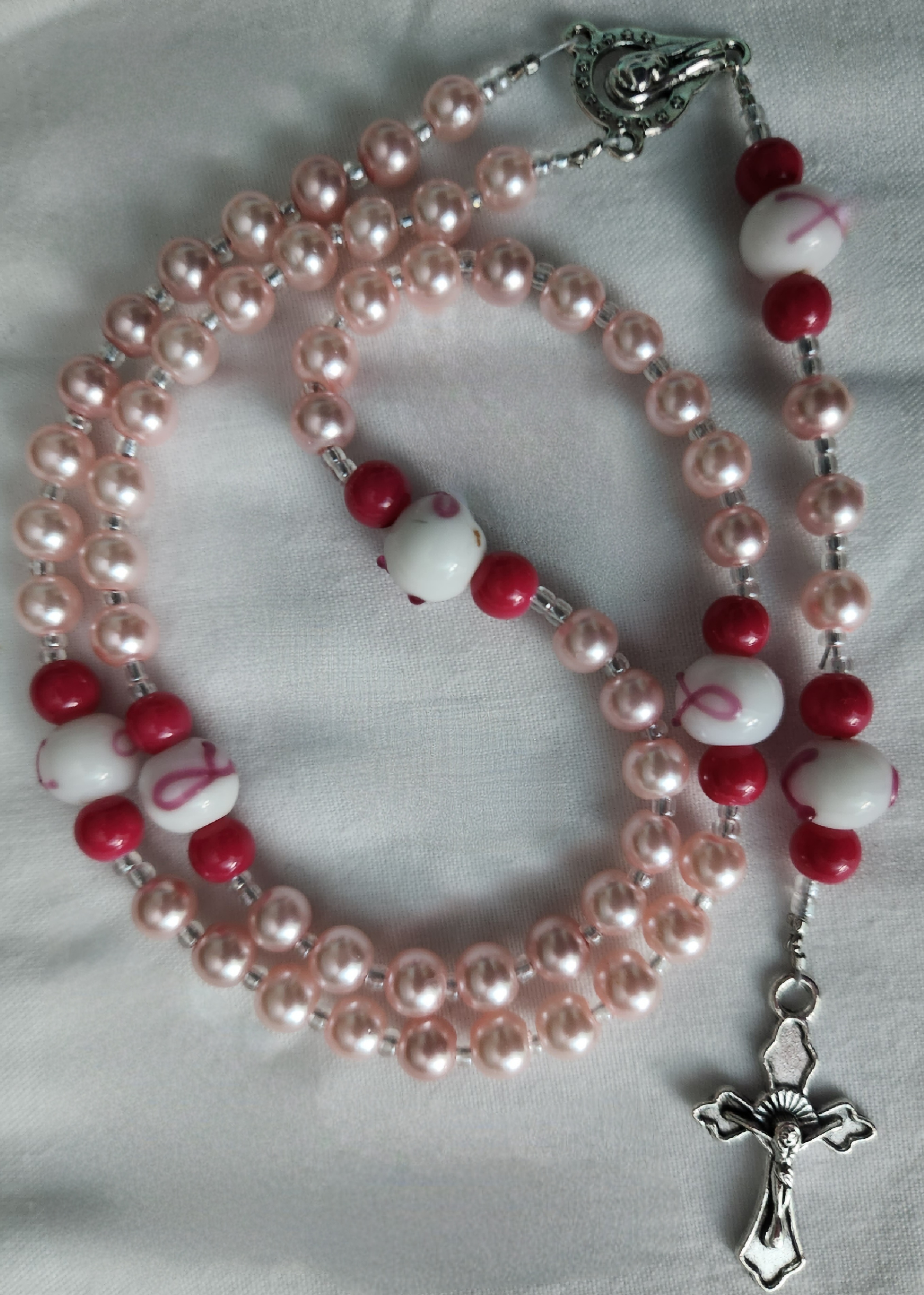 pink breast cancer awareness rosary