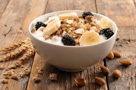 Organic breakfast cereal in a bowl