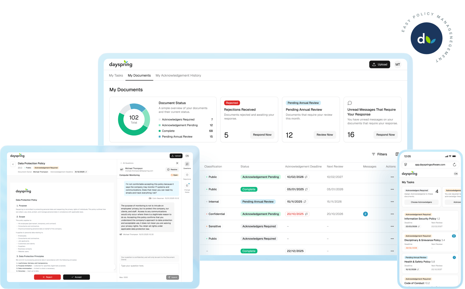 Dayspring Software: Policy Management Software Screenshots