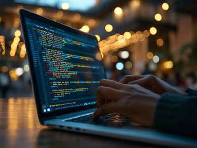 Coding on laptop