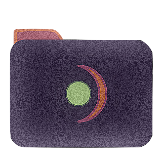 a dark purple folder icon with a terracota crescent moon in the middle