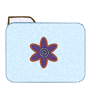 a light blue-gray folder icon with a purple flower in the middle