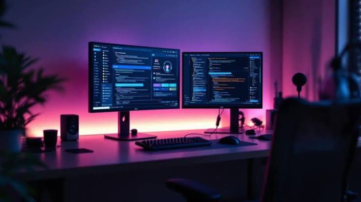 Web development workstation setup illustration