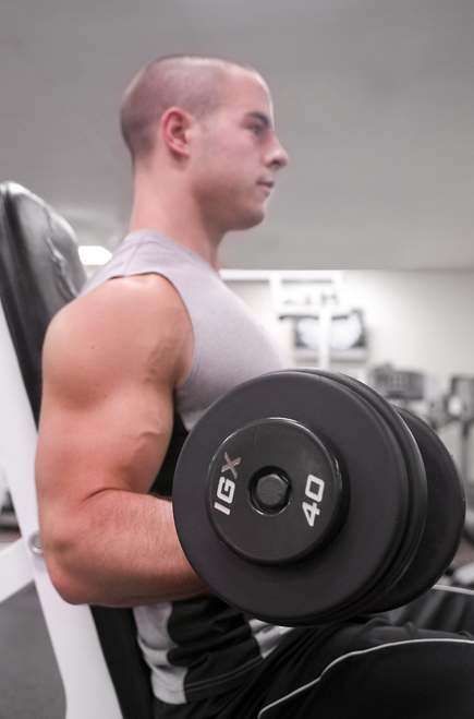 Arms Workout: Overhead Dumbbell Extension Seated Dumbbell Curls