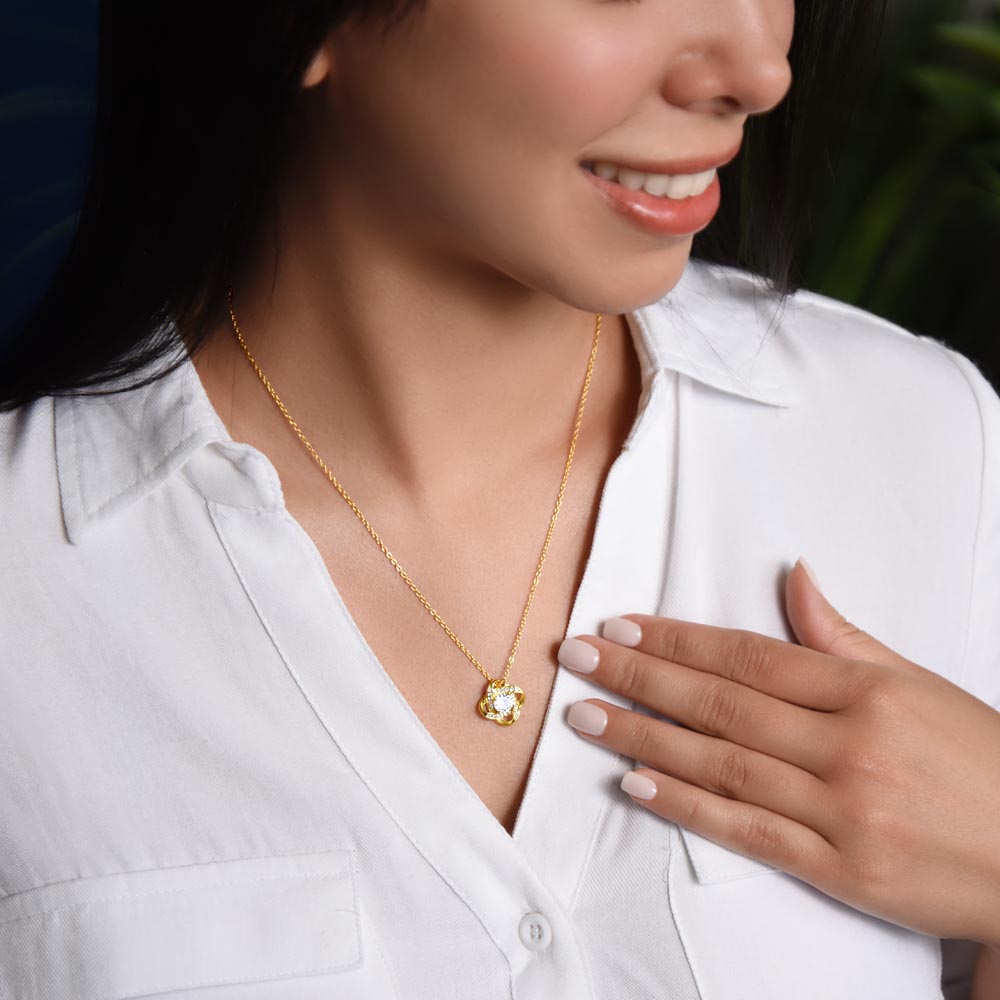 Wearing the necklace
