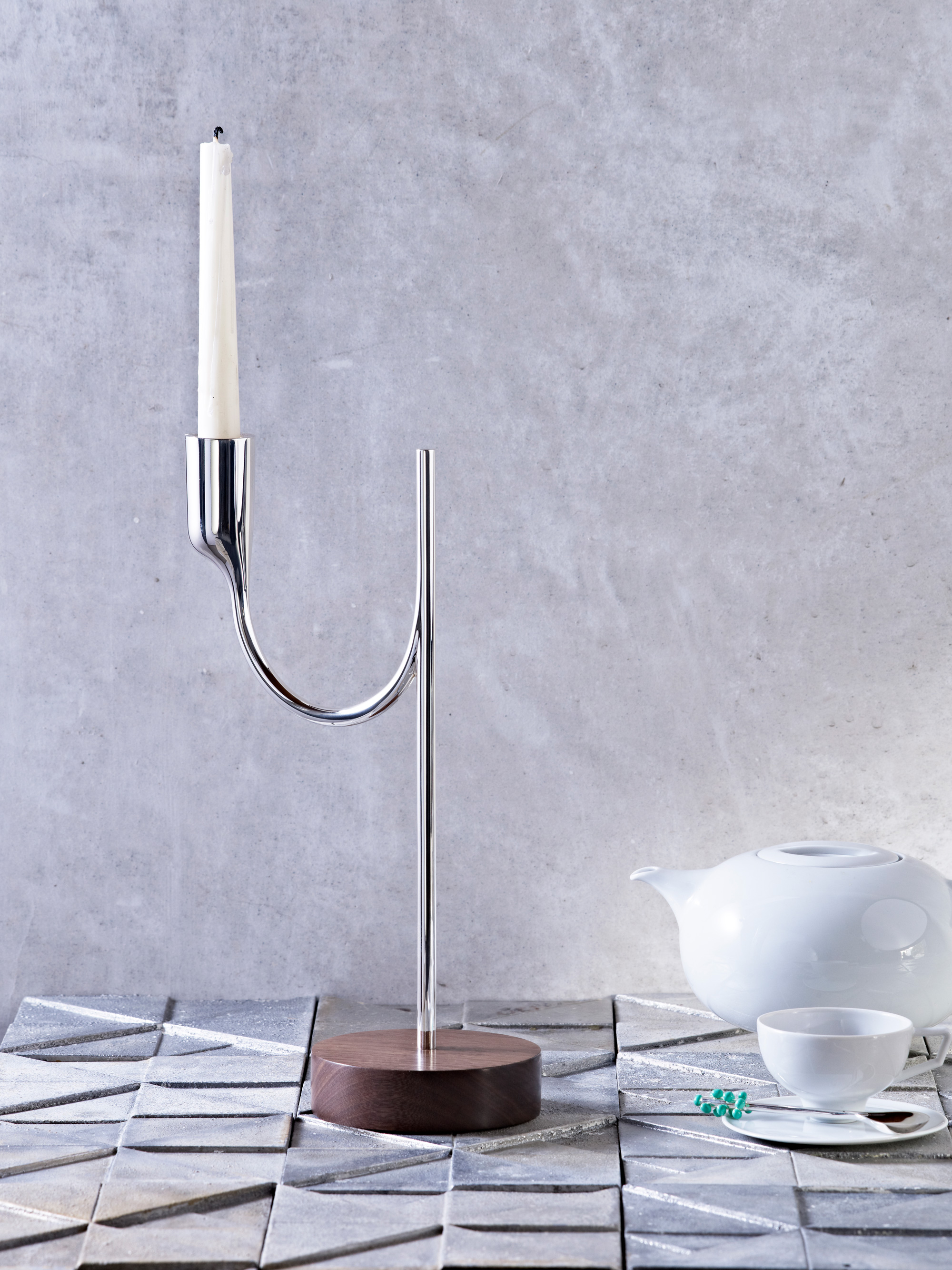Rhythm Candlestick designed by Bodo Sperlein, designed for Luxury Silver brand Tane. Made in Mexico