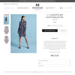 The redesigned Madderson London product page.