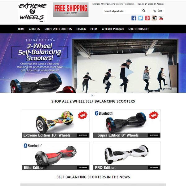 Responsive Shopify Store - Sports / Fitness / Games - Extreme2Wheels.com 