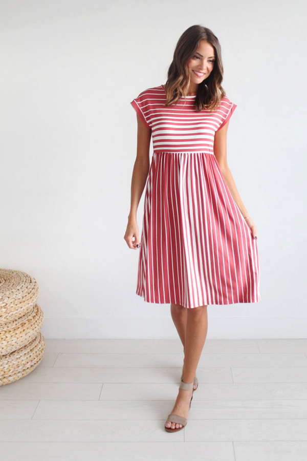 Seeing Stripes Dress (Red)
