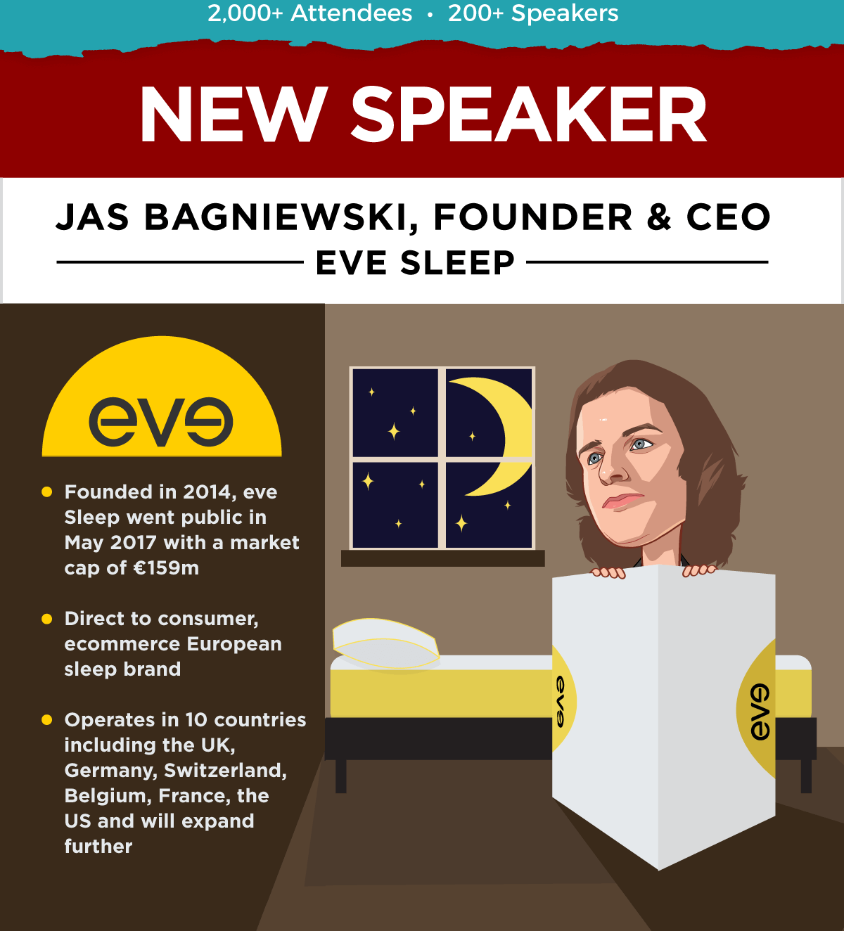 NEW KEYNOTE SPEAKER -- Jas Bagniewski, FOUNDER & CEO, Eve Sleep -- CLICK TO GET YOUR TICKET!