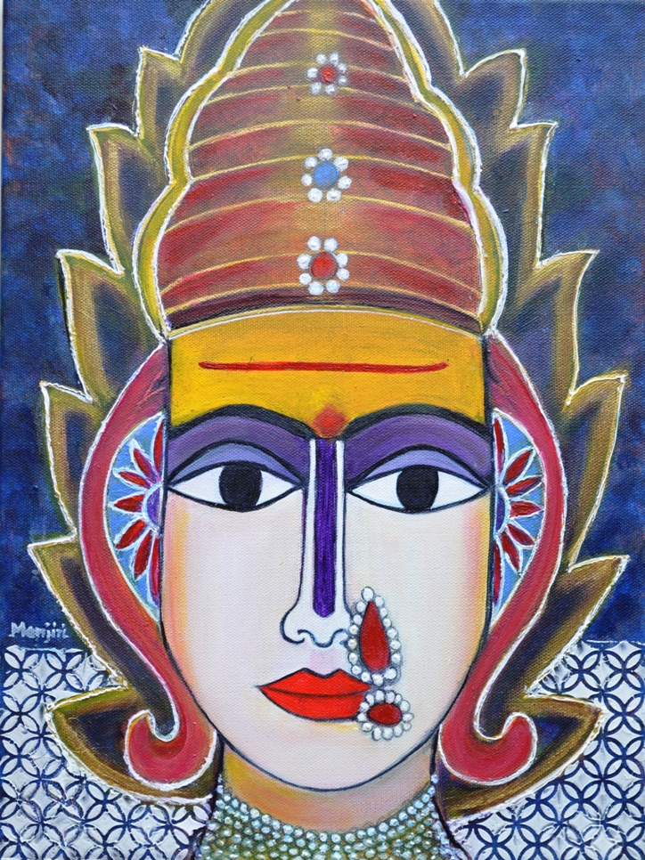 Goddess Shantadurga Textured Painting On Canvas-paintings