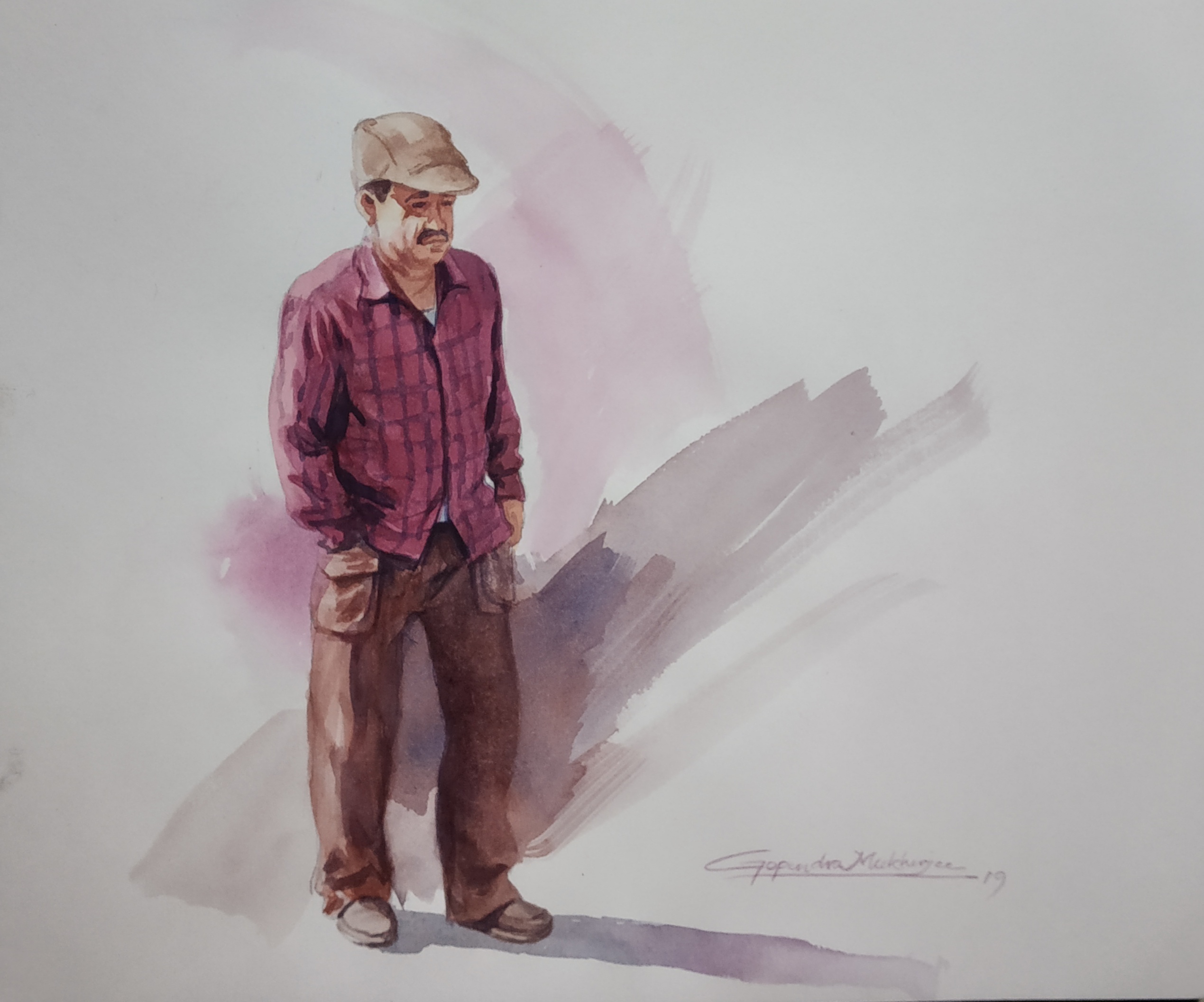 Watercolor Painting of Man Showflipper