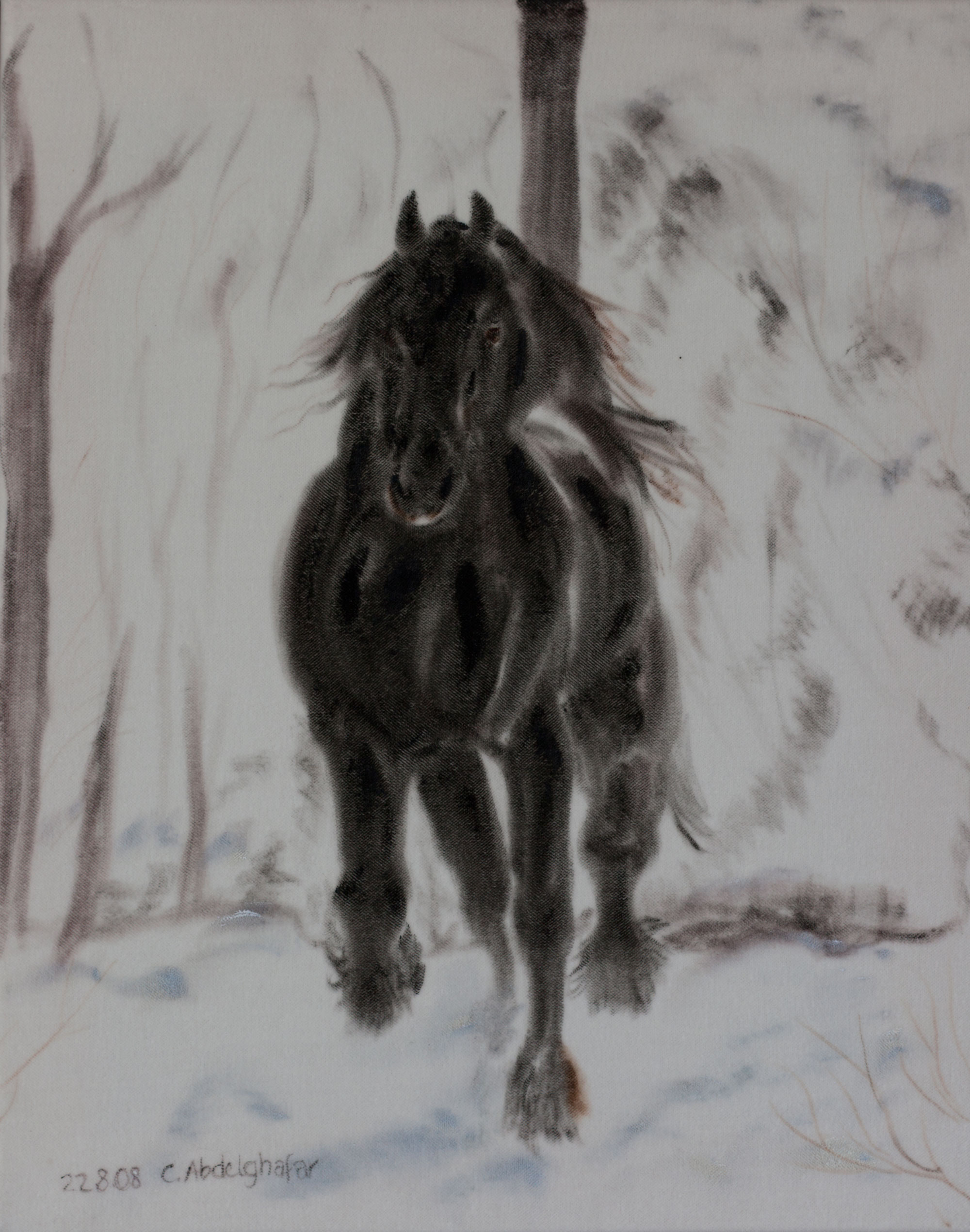 Friesan Horse In Winter-paintings Showflipper