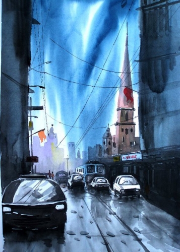 Watercolour Painting City
