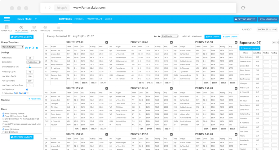 Daily Fantasy Hockey Spreadsheet  Daily Fantasy Sports Lineup Optimzer