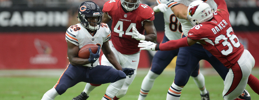 Chicago Bears running back Tarik Cohen (29) runs against the Arizona Cardinals at State Farm Stadium.