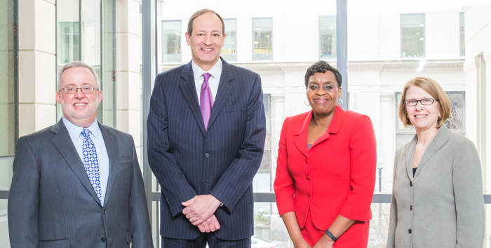 Thomas Oksanen, vice president and manager, Corporate Benefits; Charles Claudio, assistant vice president and director, Retirement Programs; Verlinda DiMarino, assistant vice president and manager, Strategic Benefits Initiatives; Martha Lowry, senior communications manager. Photography by Matt Teuten