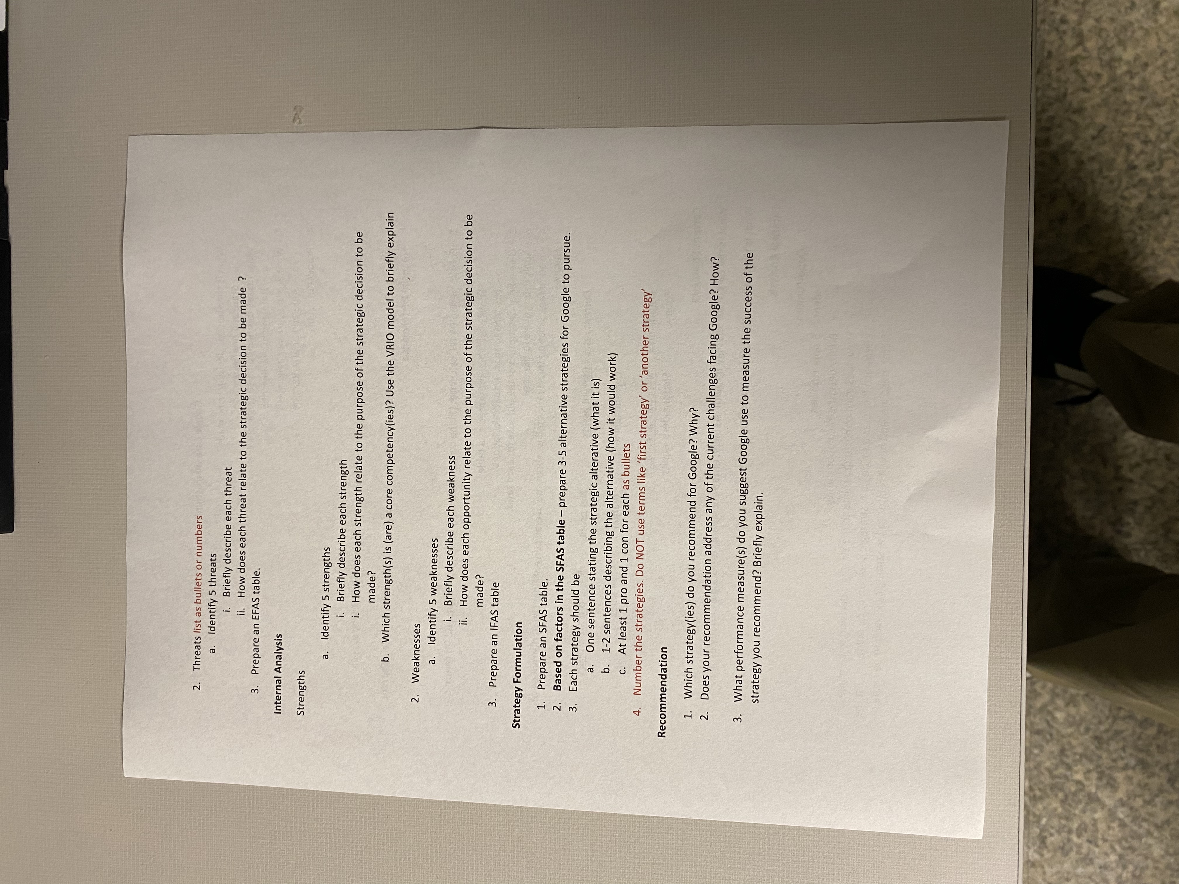 2. Threats list as bullets or numbers a. Identify 5 threats i.