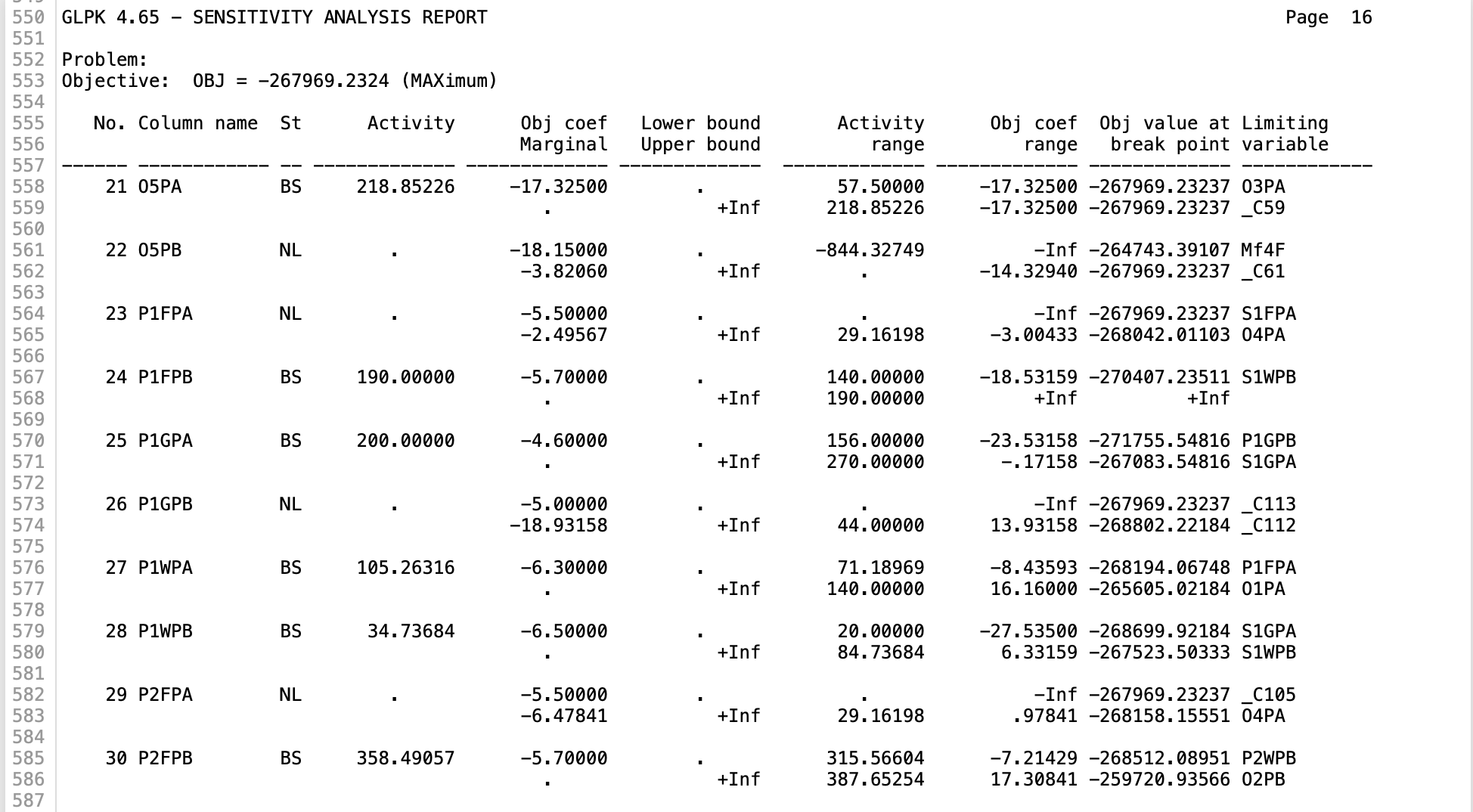 sell Widgets for $2490, Gadgets for $1990, and Flugels for $2970. The