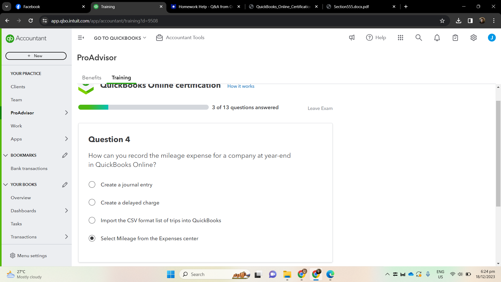 ProAdvisor Benefits Training Question 1 X Course Hero Create an additional to-do
