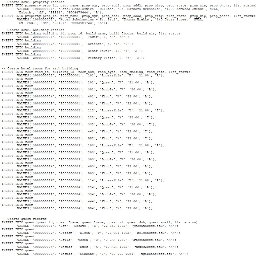 and add data to each table. Created by: David Vosen Created on: