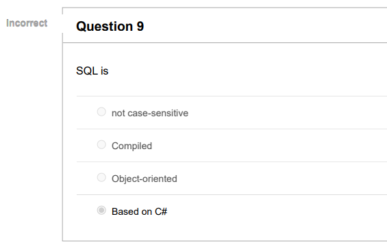 the normalization rules are enforced 0 Incorrect Question 7 Given this expression,