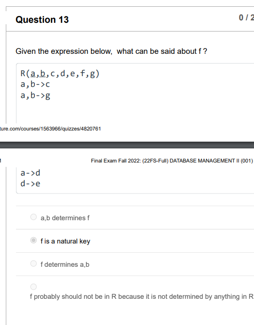 all BoatSerialNumber->Manufacturer Price->BoatSerialNumber 0/ BoatSerialNumber->Price None of these Incorrect Question 9 SQL