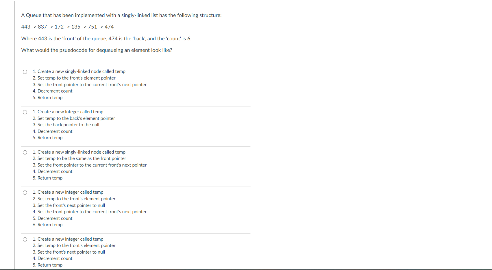 need to use a temporary variable for returning a dequeued item after