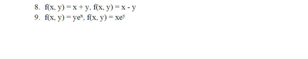 evaluate the following simple mathematical functions with multiple input vectors and a