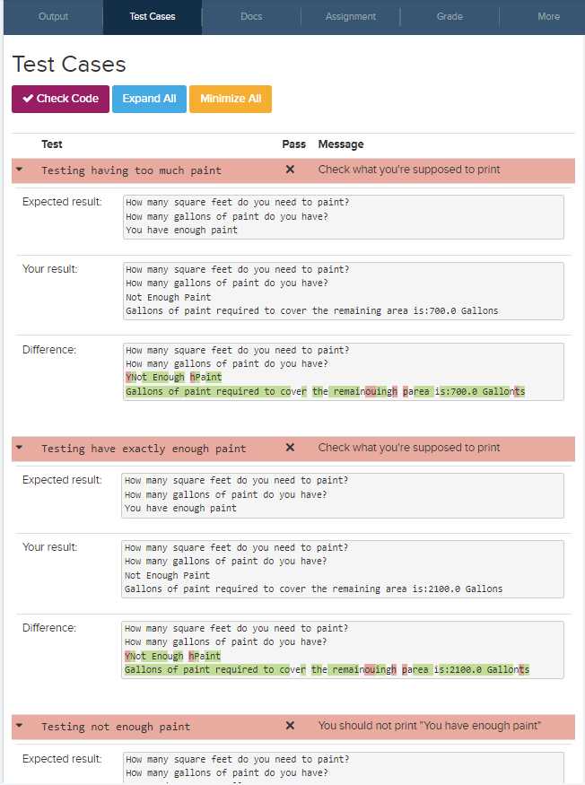 Output Test Cases Check Code Expand All Expected result: Test Testing having